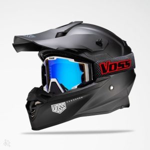 VOSS EXO Pro MX Goggles Combo – Matte Black Adventure Helmet ISI Certified cheap price in India with discount